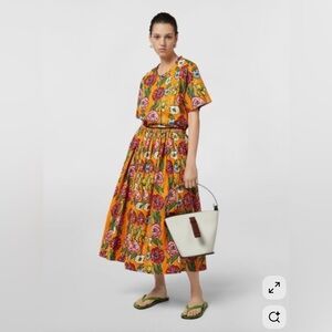 MARNI Women's Liberdade Poplin Dress Carrot Floral Size 42 NWT